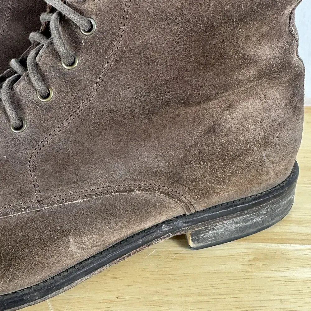 MERCANTI FIORENTINI Combat Boots Lace-Up Suede Dark Brown Sz. 8.5 M ITALY 7282